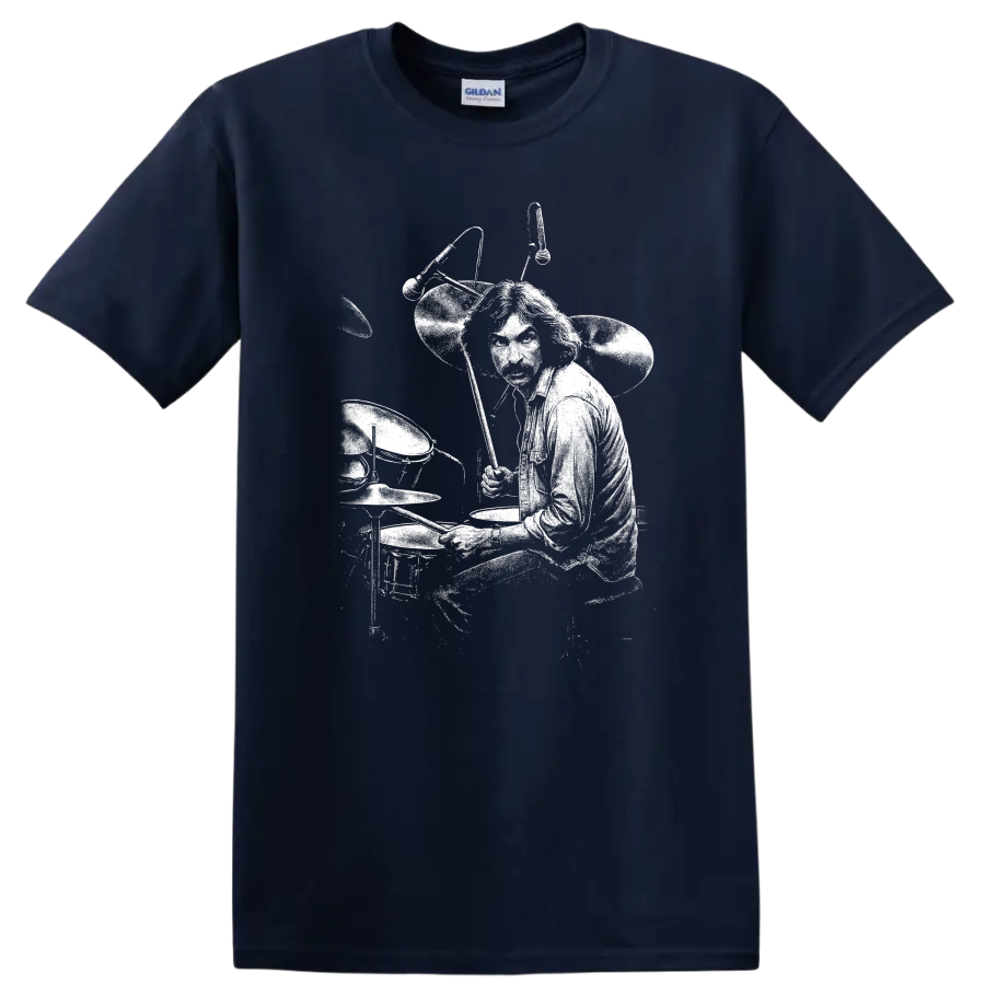 Nick Mason Pink Floyd Rock Legends T Shirt for Classic Rock Fans - Navy (Blue)