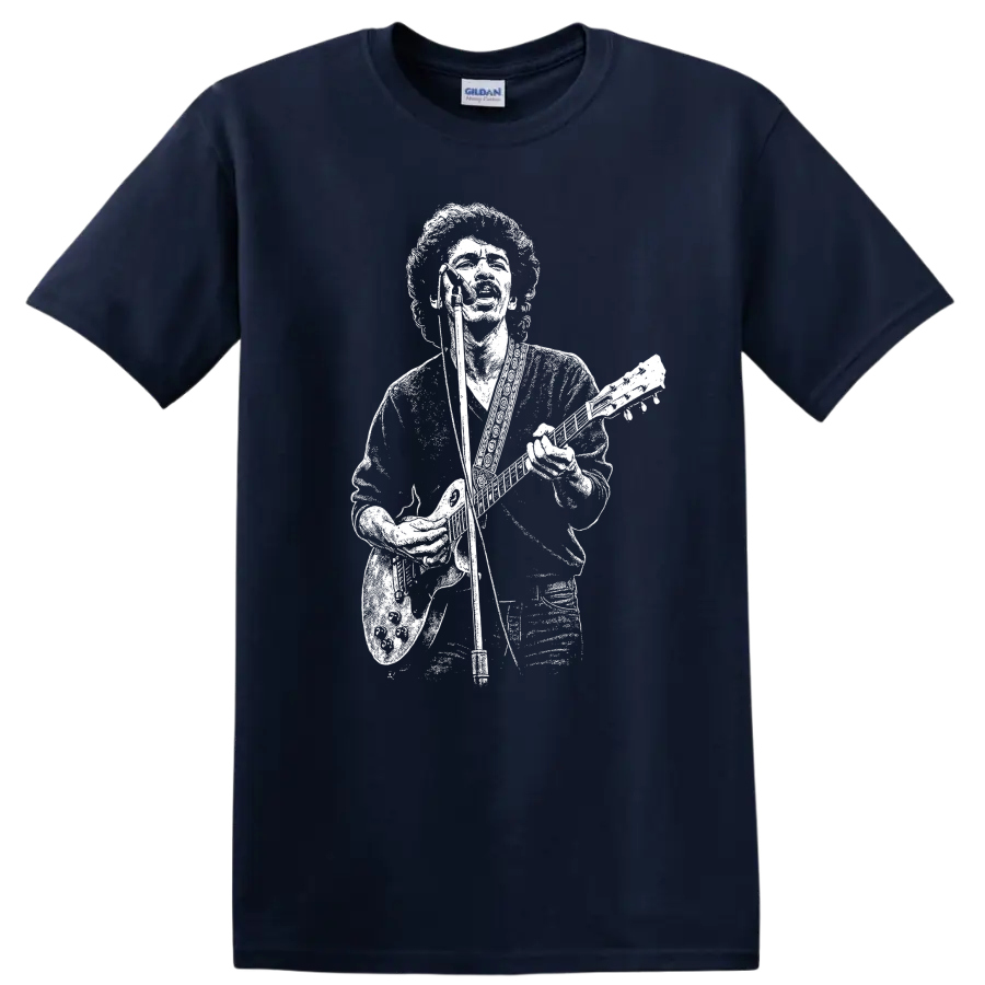 Carlos Santana Rock Legends Guitar Silhouette T Shirt - Navy (Blue)