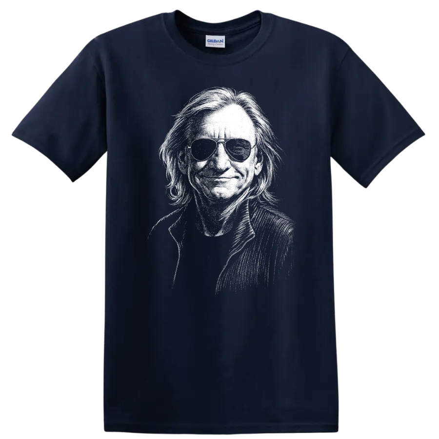 Joe Walsh Eagles Rock Legends Distressed Portrait T Shirt - Navy (Blue)