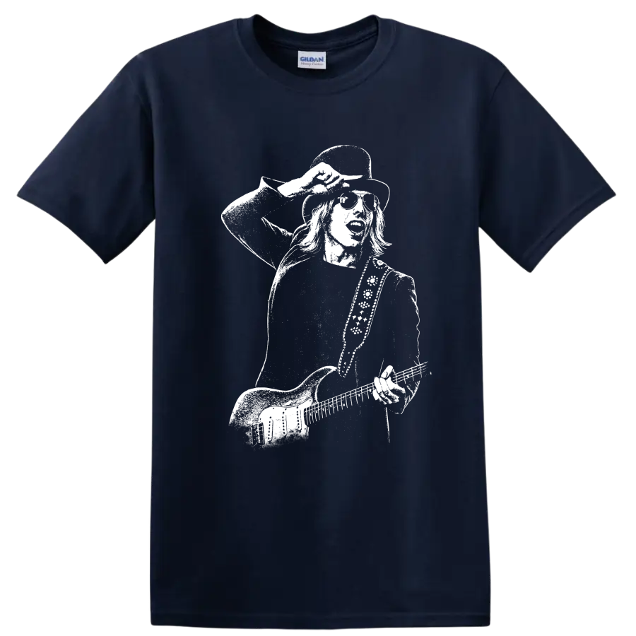 Tom Petty and the Heartbreakers Rock Legends Band Logo T Shirt - Navy (Blue)
