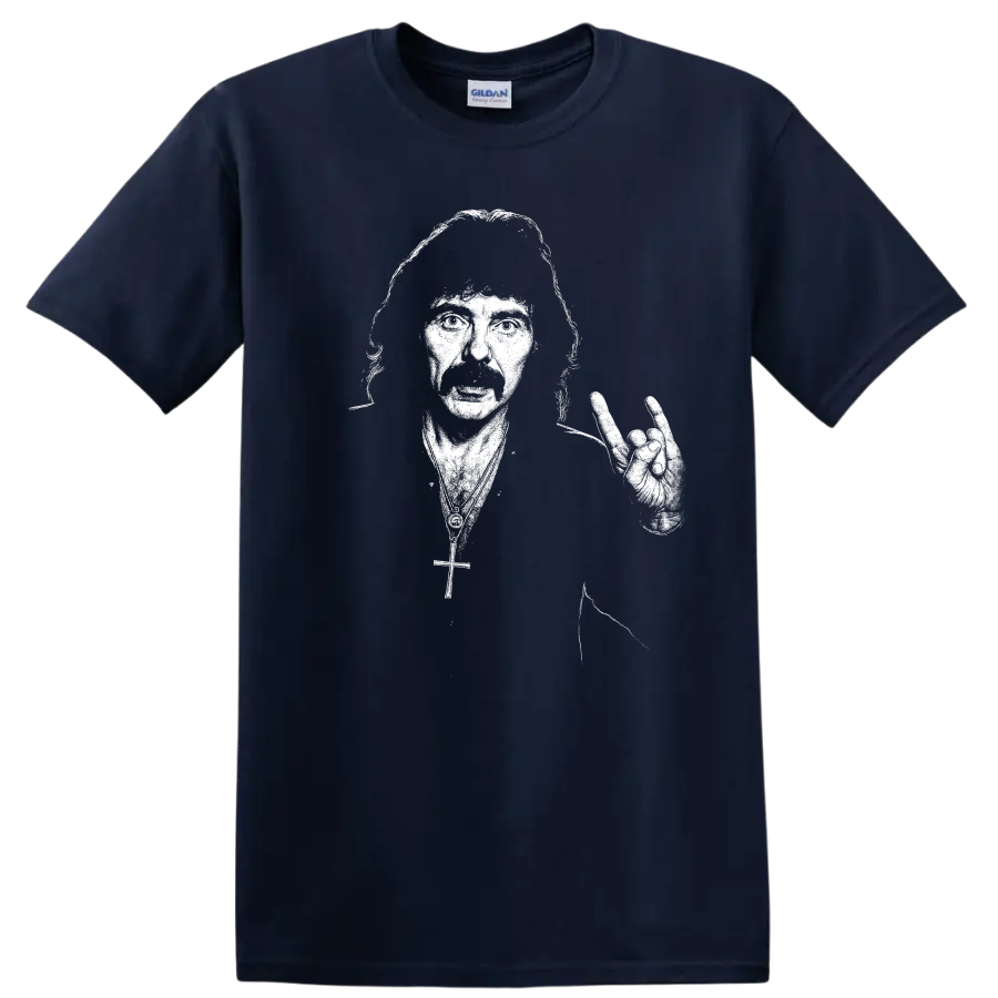 Tony Iommi Black Sabbath Rock Legends Tribute T Shirt - Navy (Blue)