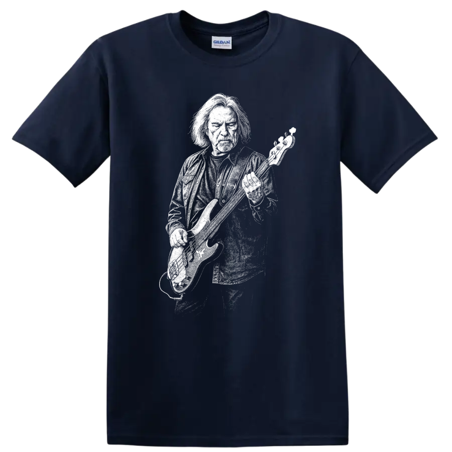 Geezer Butler Black Sabbath Rock Legends T Shirt Vintage Music Fan Tee - Navy (Blue)