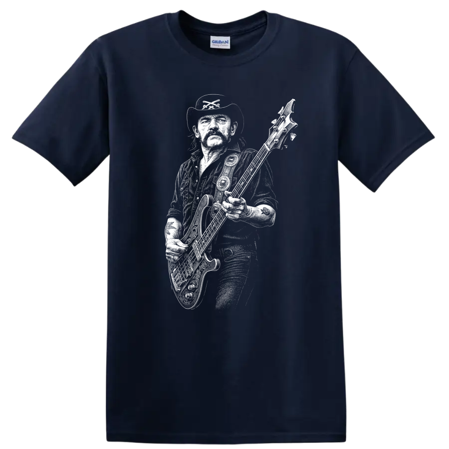 Lemmy Kilmister Motörhead Rock Legends Silhouette T Shirt - Navy (Blue)