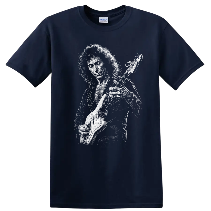 Ritchie Blackmore Deep Purple Rainbow Rock Legends T Shirt - Navy (Blue)