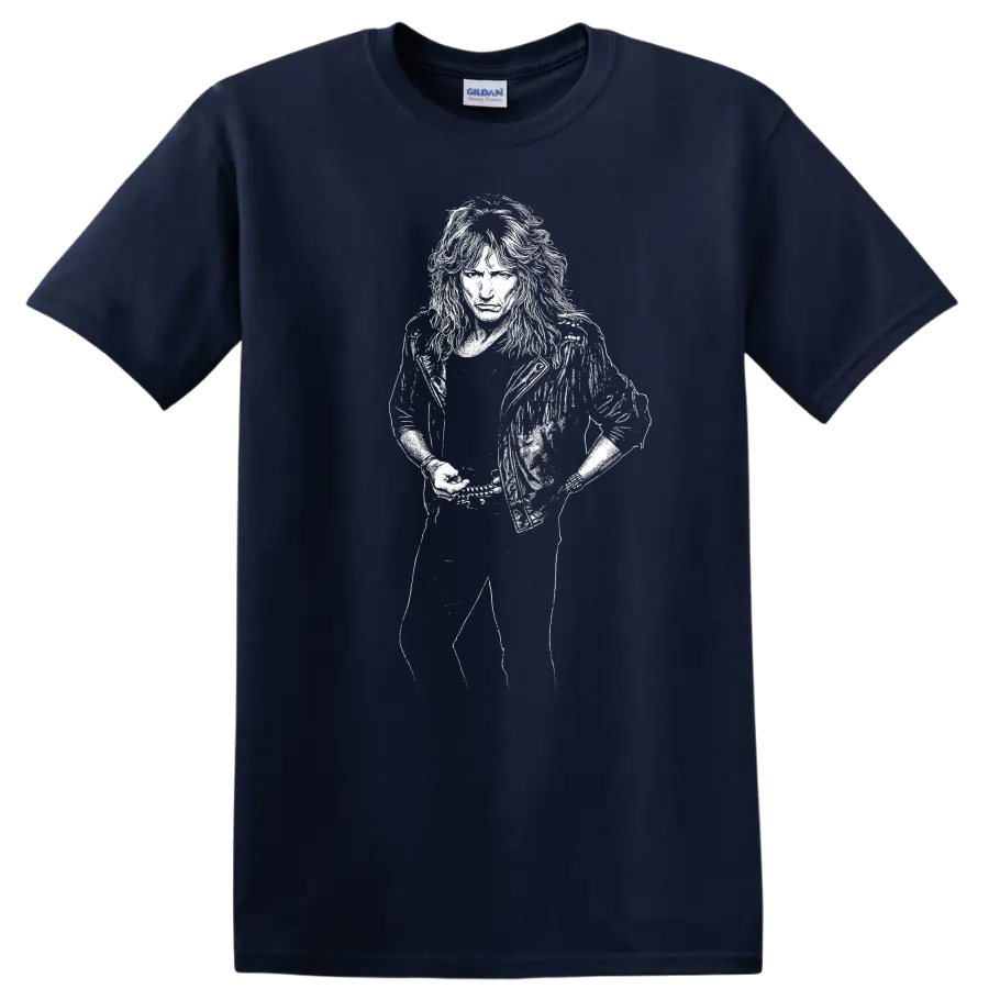 Rock Legends David Coverdale Whitesnake Deep Purple Tribute T Shirt - Navy (Blue)