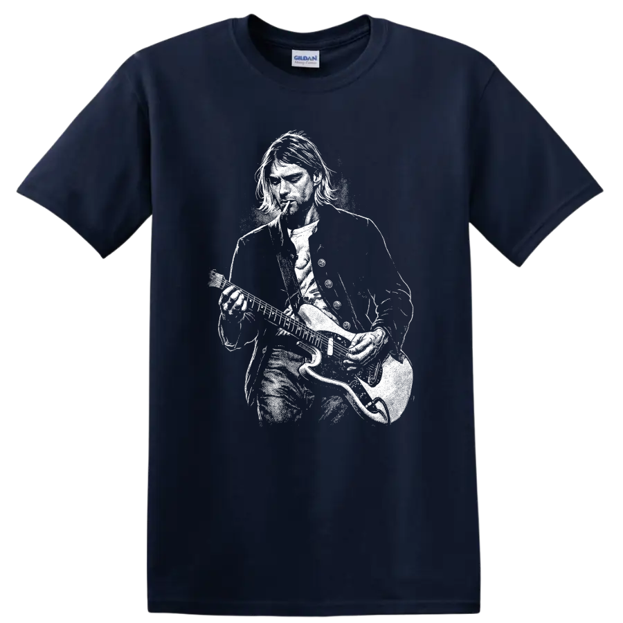 Kurt Cobain Nirvana Smells Like Teen Spirit Rock Legends T Shirt - Navy (Blue)