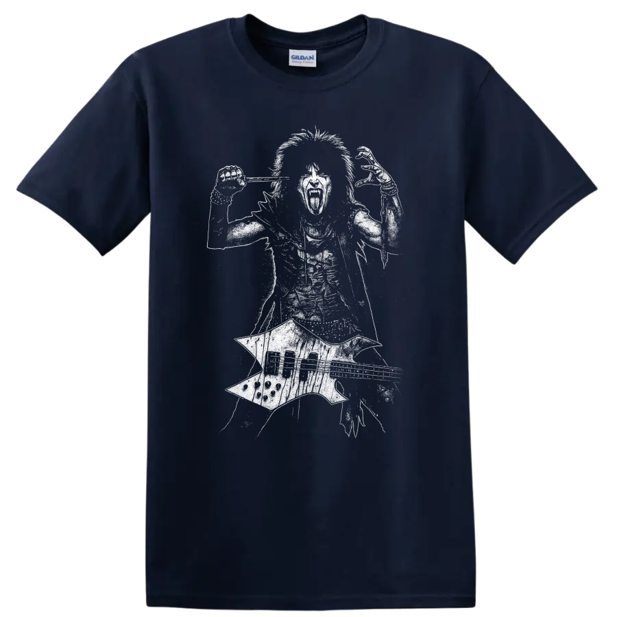 Nikki Sixx Mötley Crüe Shout at the Devil Rock Legends T Shirt - Navy (Blue)