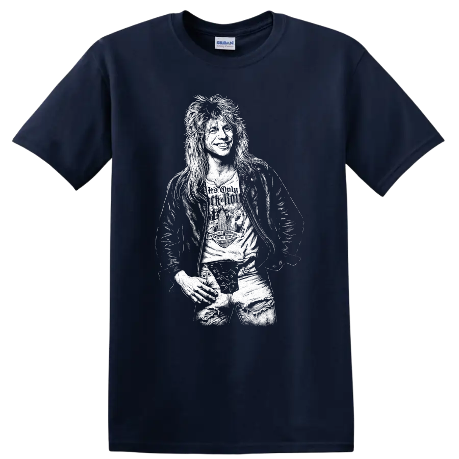 Steven Adler Guns N' Roses Rock Legends Portrait T Shirt - Navy (Blue)