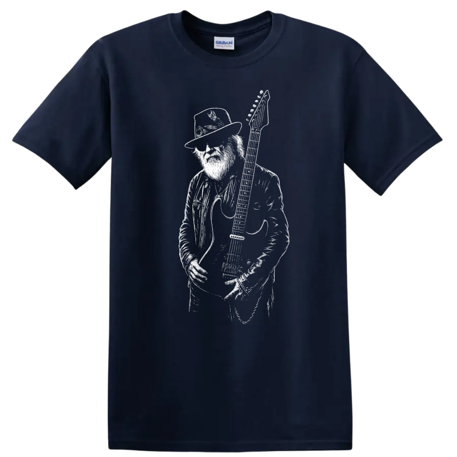Dusty Hill ZZ Top Rock Legends Tribute T Shirt Classic Music Fan Tee - Navy (Blue)