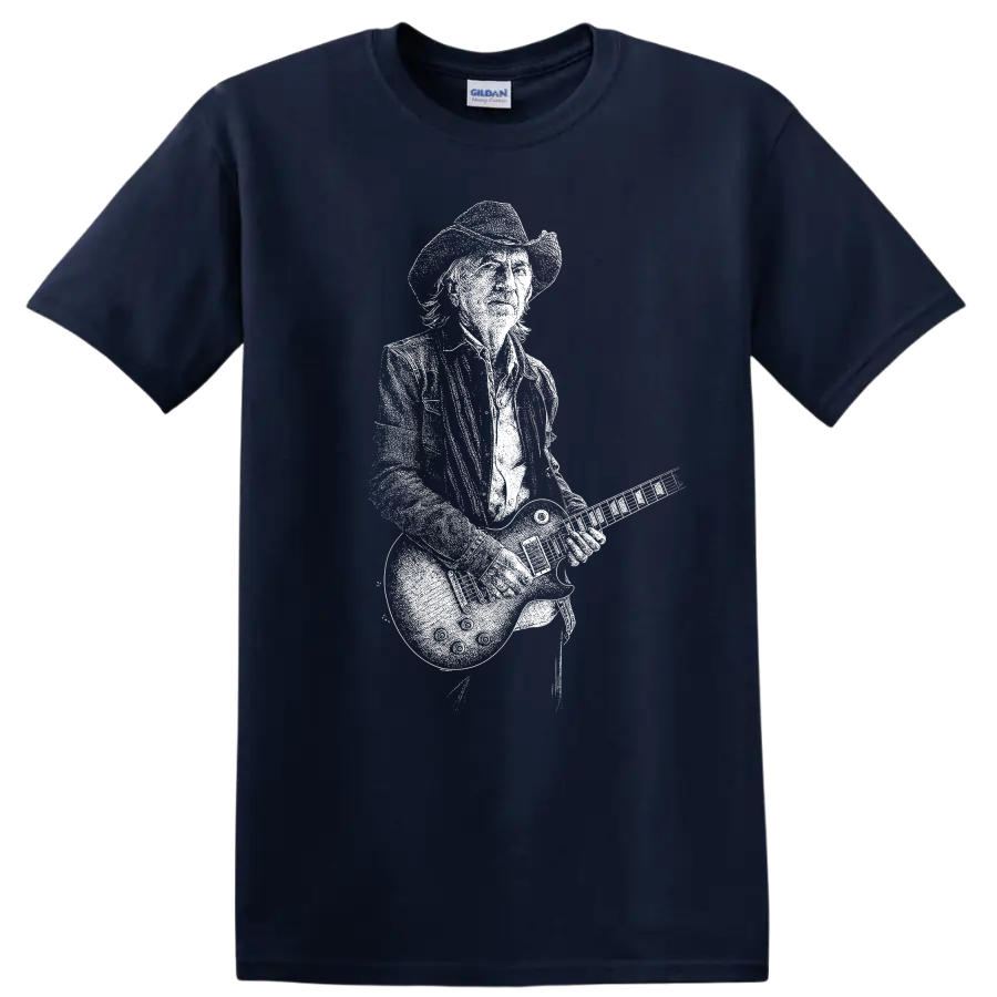 Dickey Betts The Allman Brothers Band Rock Legends T Shirt - Navy (Blue)