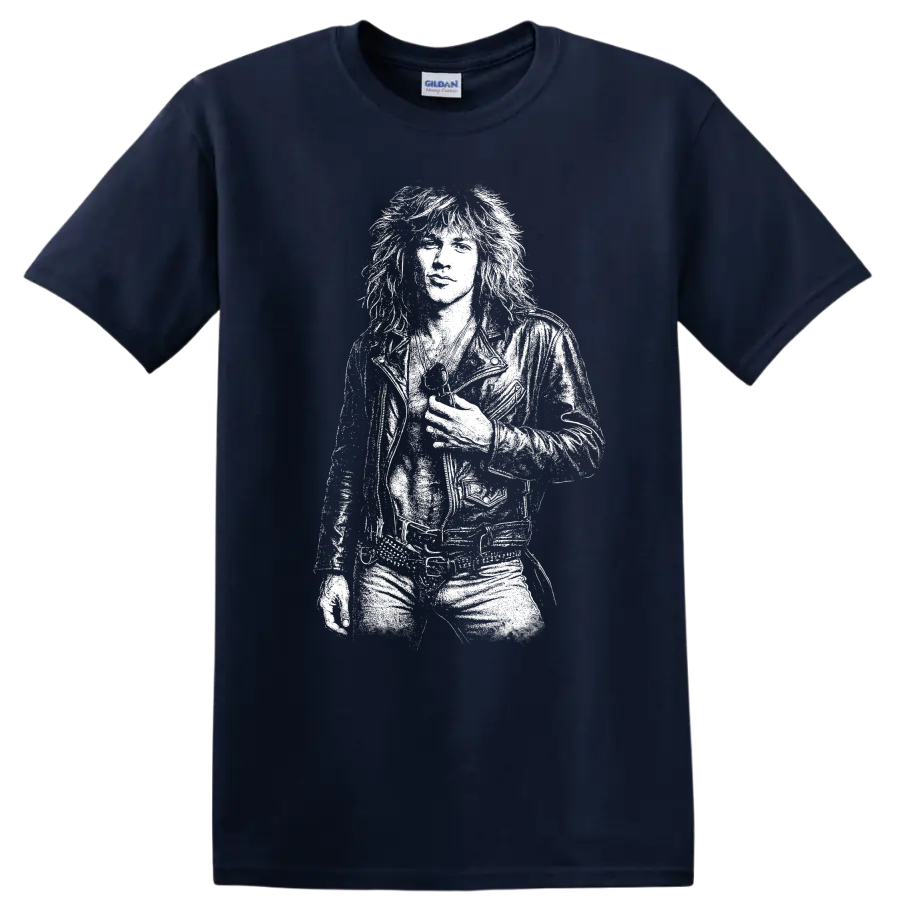 Jon Bon Jovi Rock Legends Tribute T Shirt for Classic Music Fans - Navy (Blue)