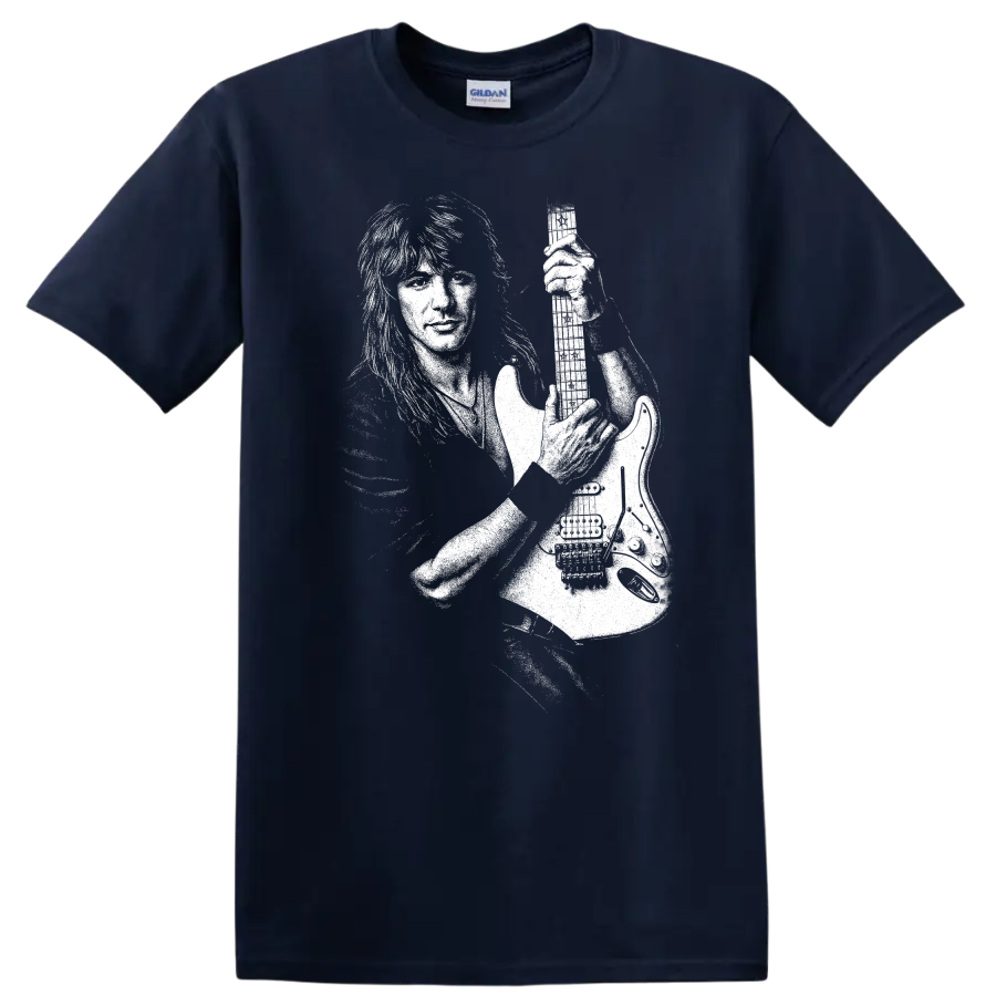 Richie Sambora Bon Jovi Rock Legends Guitar Silhouette T Shirt - Navy (Blue)