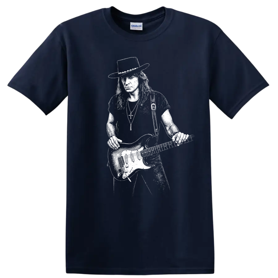Richie Sambora Bon Jovi Rock Legends Silhouette T Shirt - Navy (Blue)