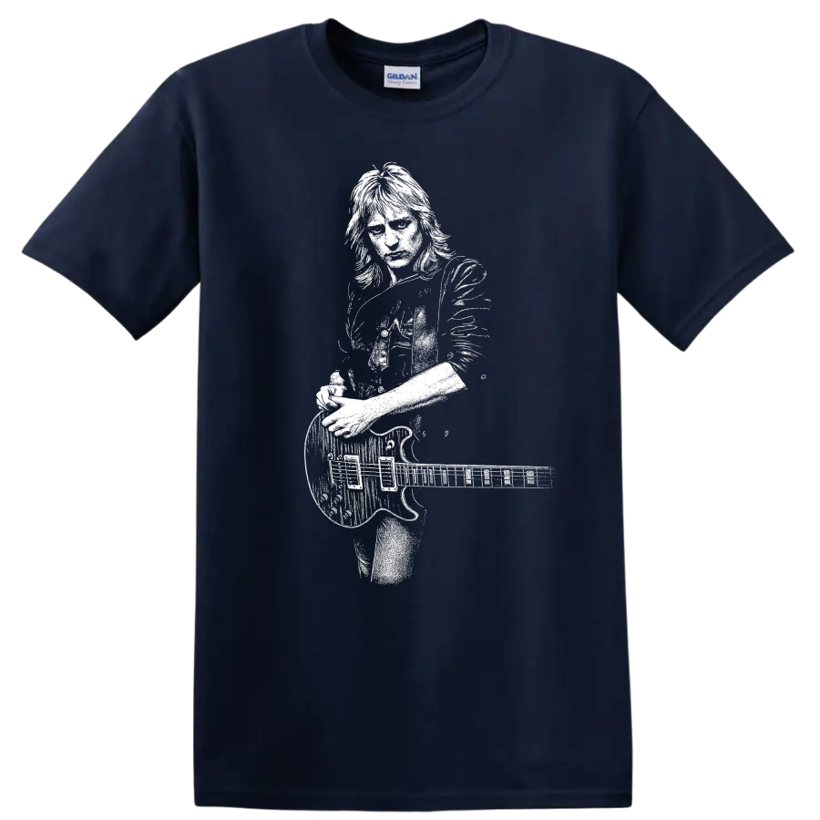 Phil Collen Def Leppard Rock Legends Guitarist T Shirt - Navy (Blue)