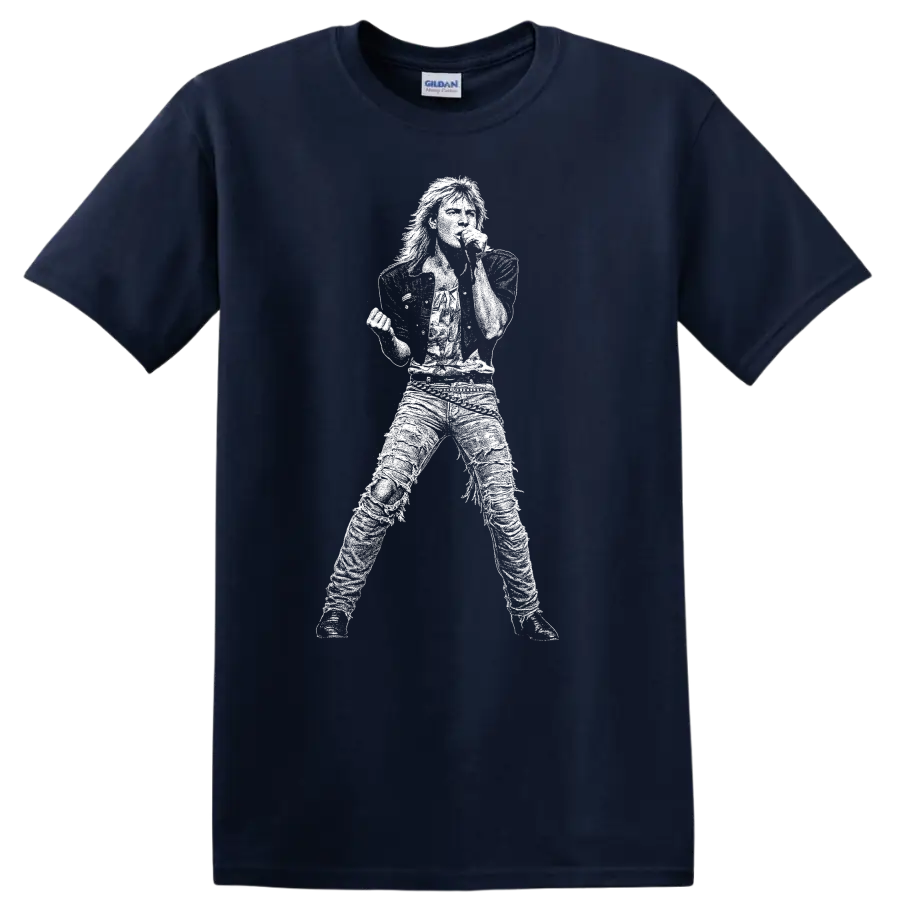 Joe Elliott Def Leppard Rock Legends Silhouette T Shirt - Navy (Blue)