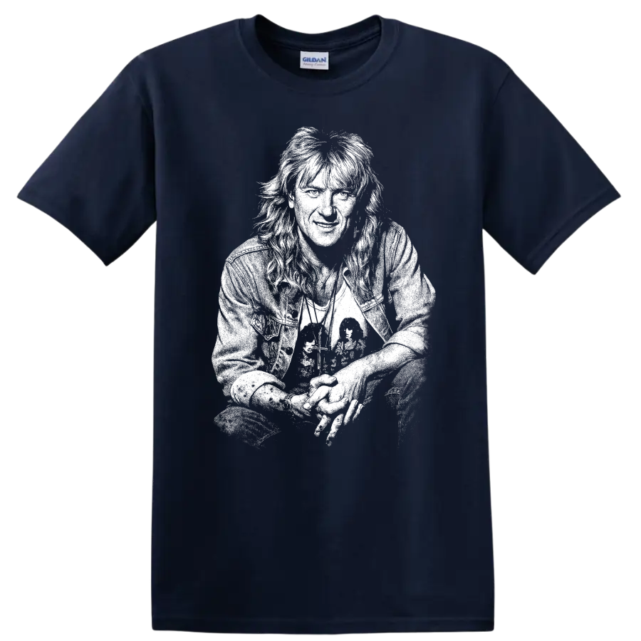 Joe Elliott Def Leppard Rock Legends Portrait T Shirt - Navy (Blue)