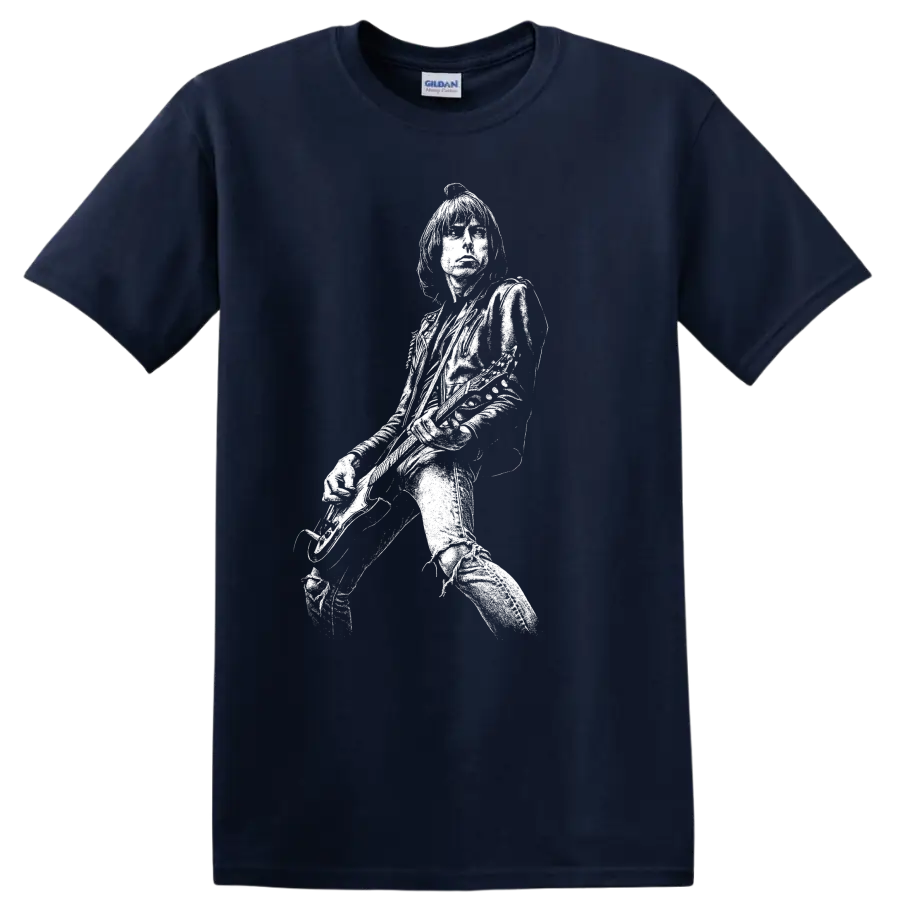 Joey Ramone Ramones Rock Legends Punk Tribute T Shirt - Navy (Blue)