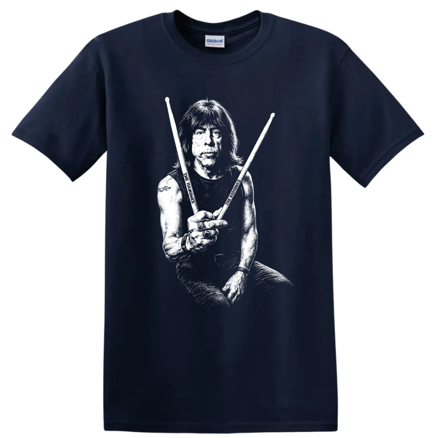 Marky Ramone Ramones Rock Legends Punk Drummer T Shirt - Navy (Blue)