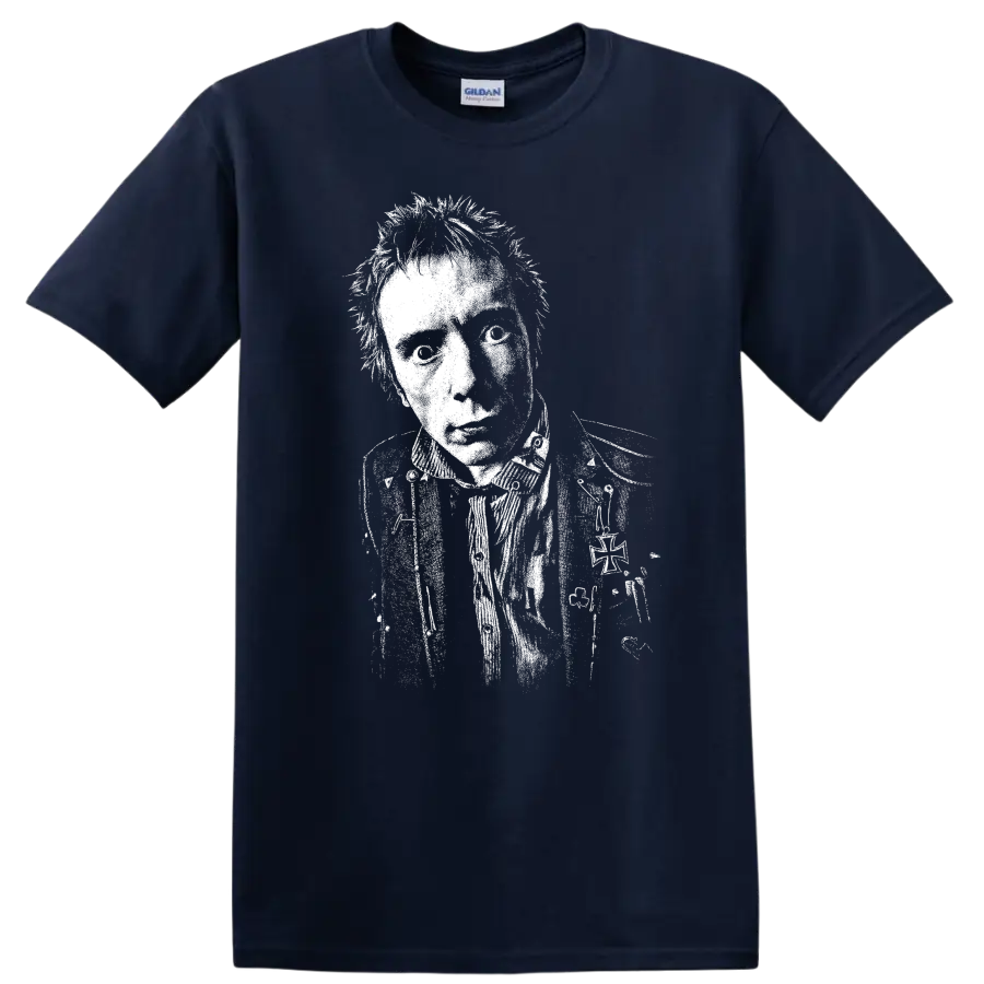 Johnny Rotten Sex Pistols Rock Legends Punk Style T Shirt - Navy (Blue)