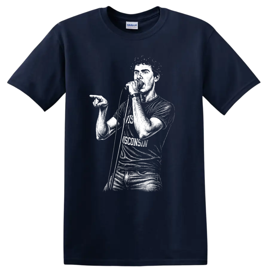 Ian Curtis Joy Division Rock Legends Tribute T Shirt Unisex Music Fan - Navy (Blue)