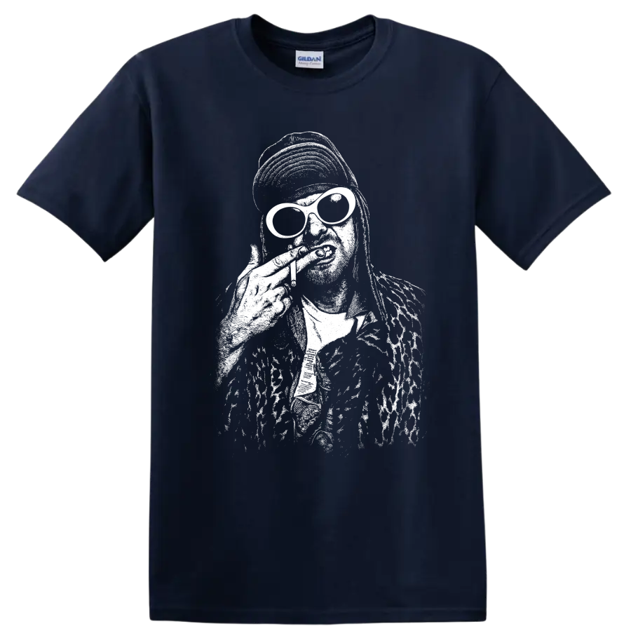 Kurt Cobain Nirvana Smells Like Teen Spirit Rock Legends T Shirt - Navy (Blue)