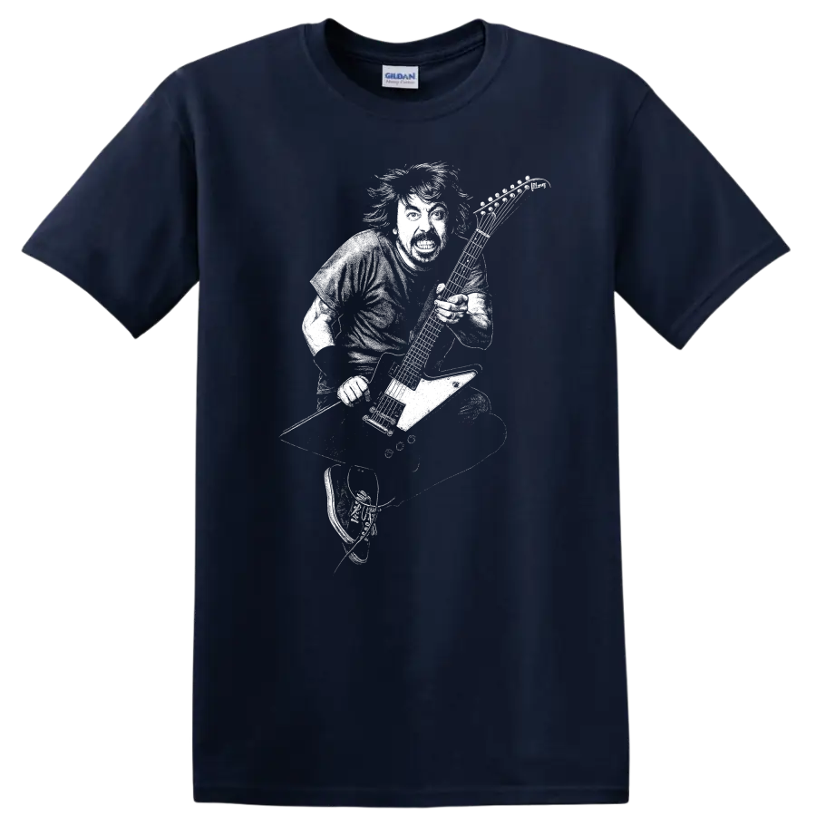 Dave Grohl Foo Fighters Rock Legends Portrait T Shirt for Fans - Navy (Blue)
