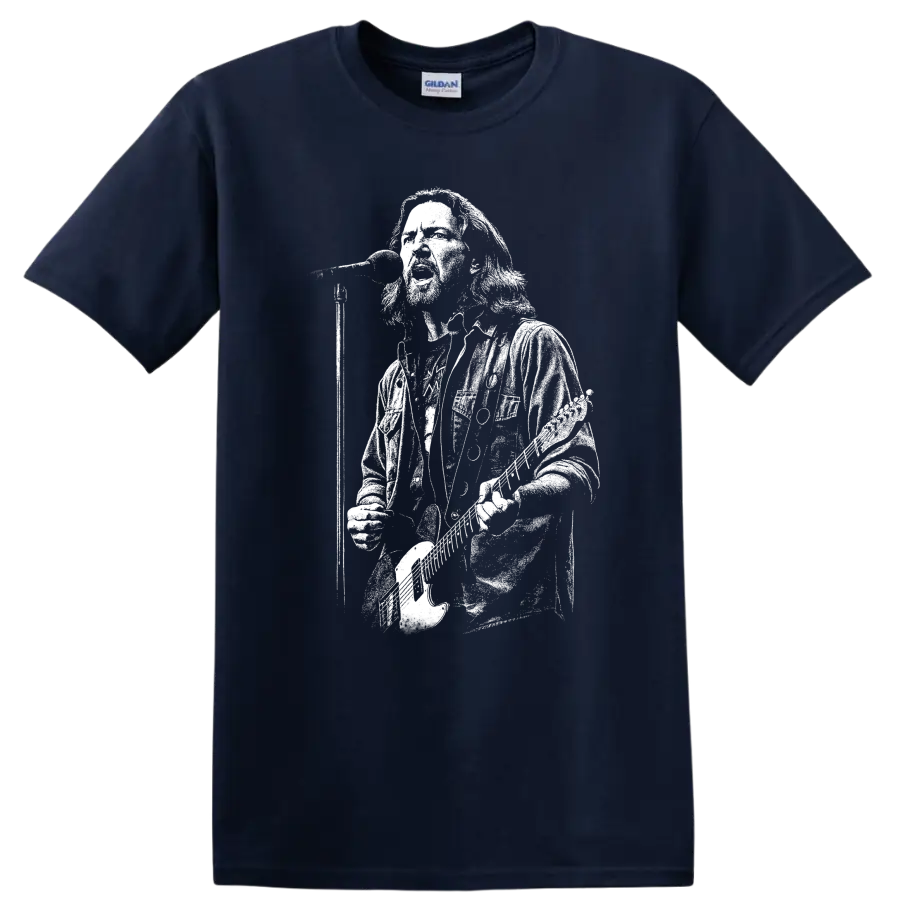 Eddie Vedder Pearl Jam Rock Legends Silhouette T Shirt - Navy (Blue)