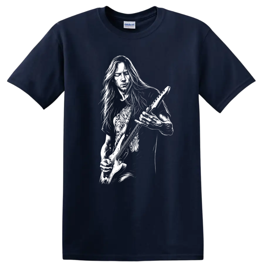 David Gilmour Pink Floyd Rock Legends T Shirt Vintage Music Tribute - Navy (Blue)