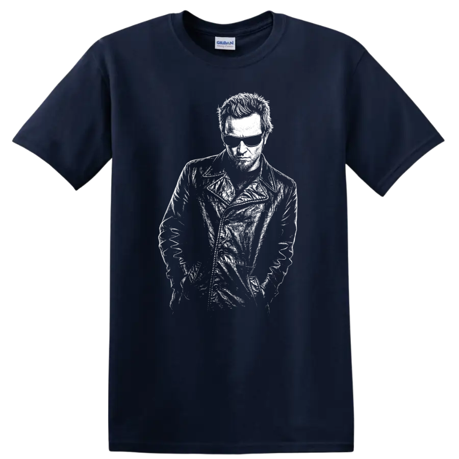 Bono U2 Rock Legends Silhouette Portrait T Shirt - Navy (Blue)
