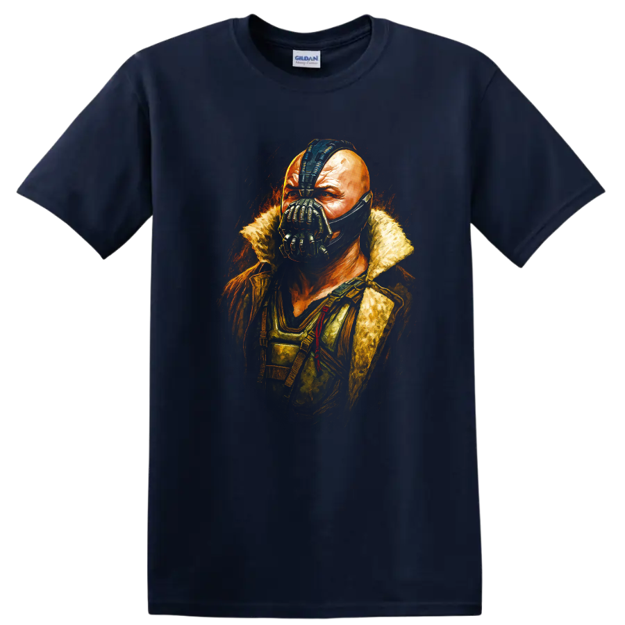 Bane portrait artwork from The Dark Knight Rises graphic T - Navy (Blue)