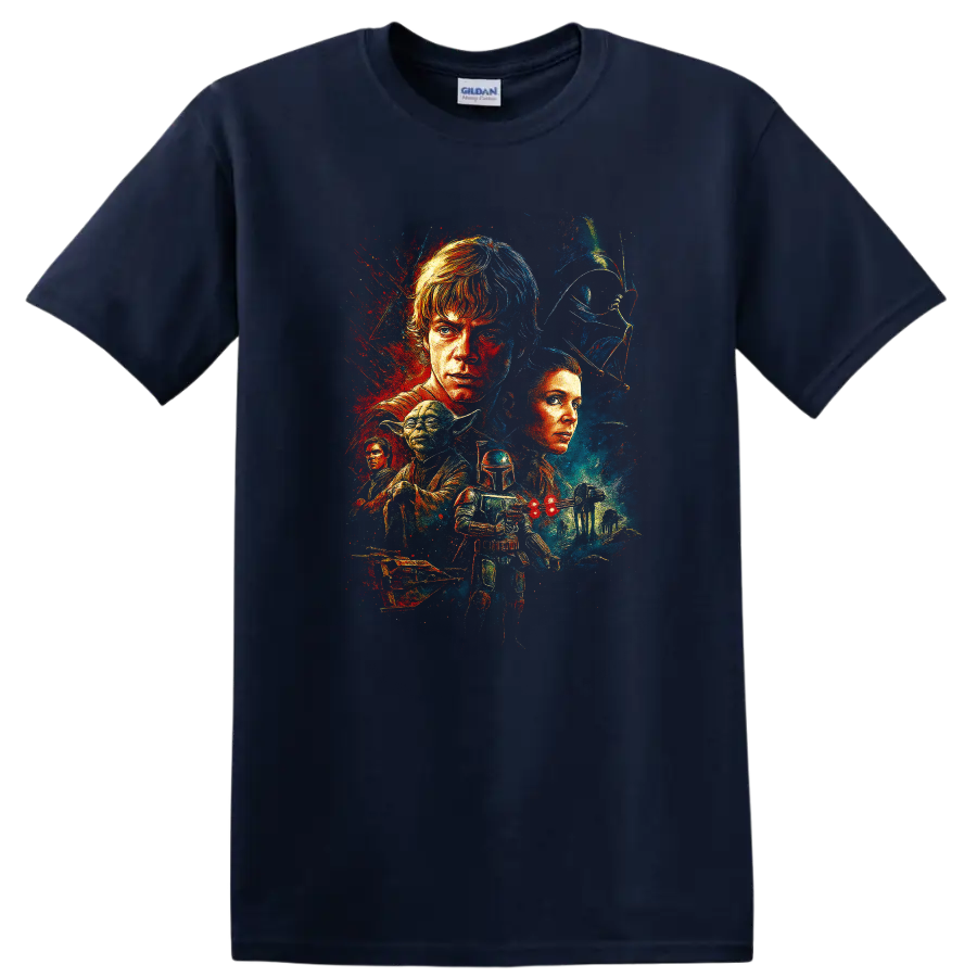 Star Wars A New Hope vintage character collage artwork on a Navy (Blue) T Shirt