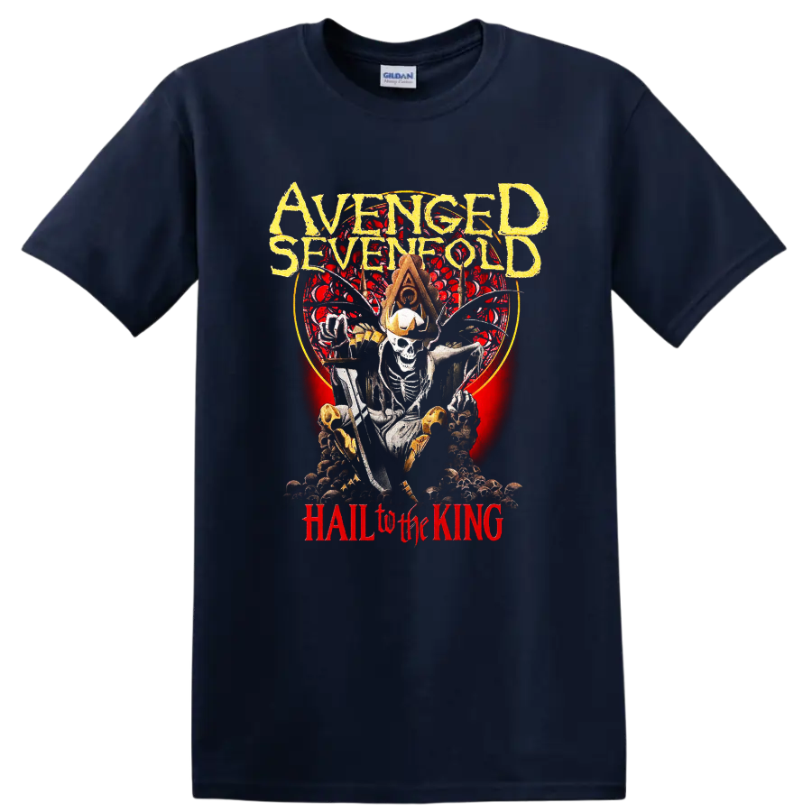 Avenged Sevenfold A7X Hail to the King skull graphic T - Navy (Blue)