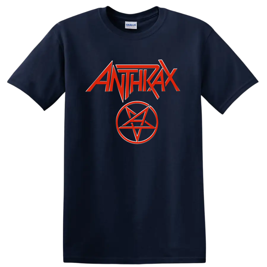 Anthrax red logo with pentagram emblem graphic print - Navy (Blue)