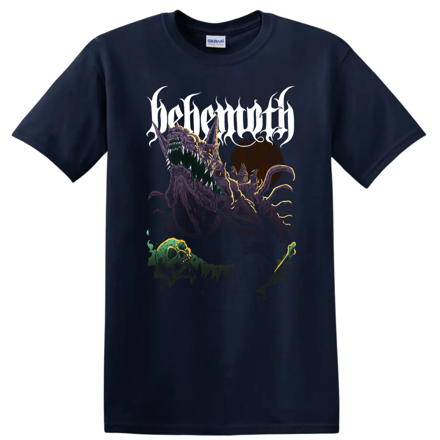 BEHEMOTH gothic band graphic with monstrous illustration on T - Navy (Blue)