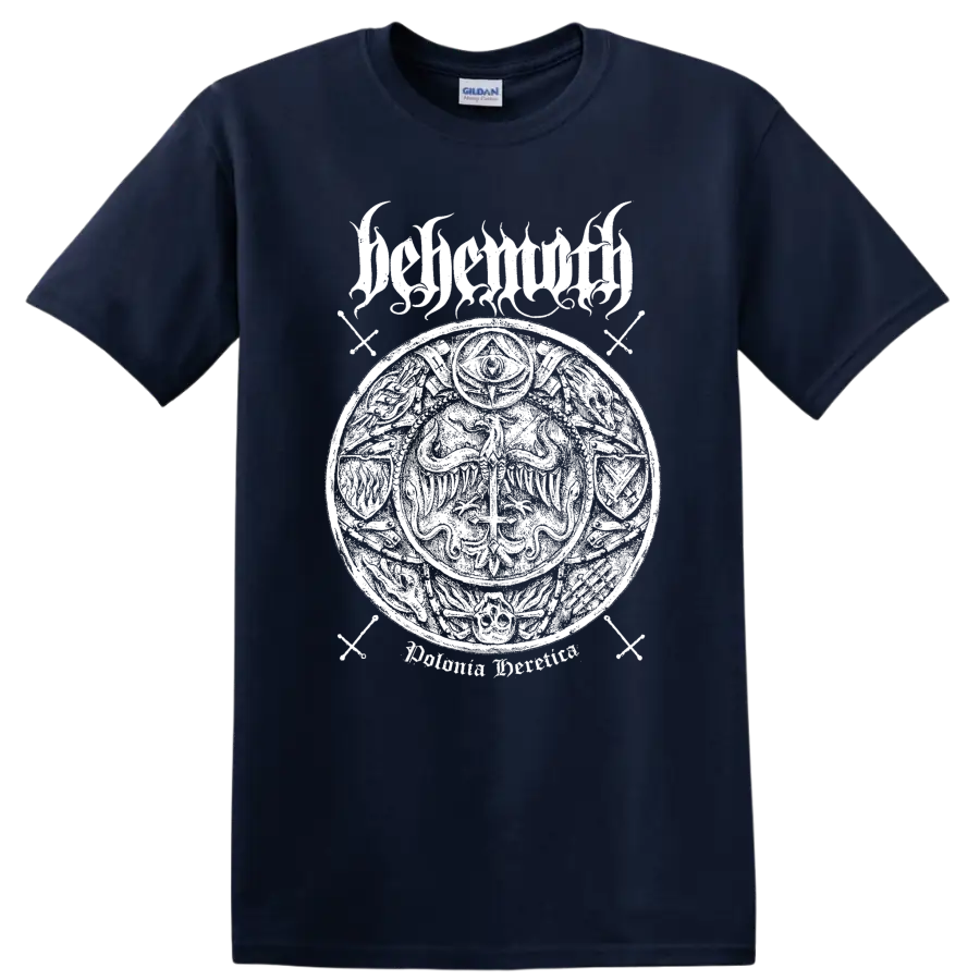 BEHEMOTH rock metal logo graphic on a T - Navy (Blue)