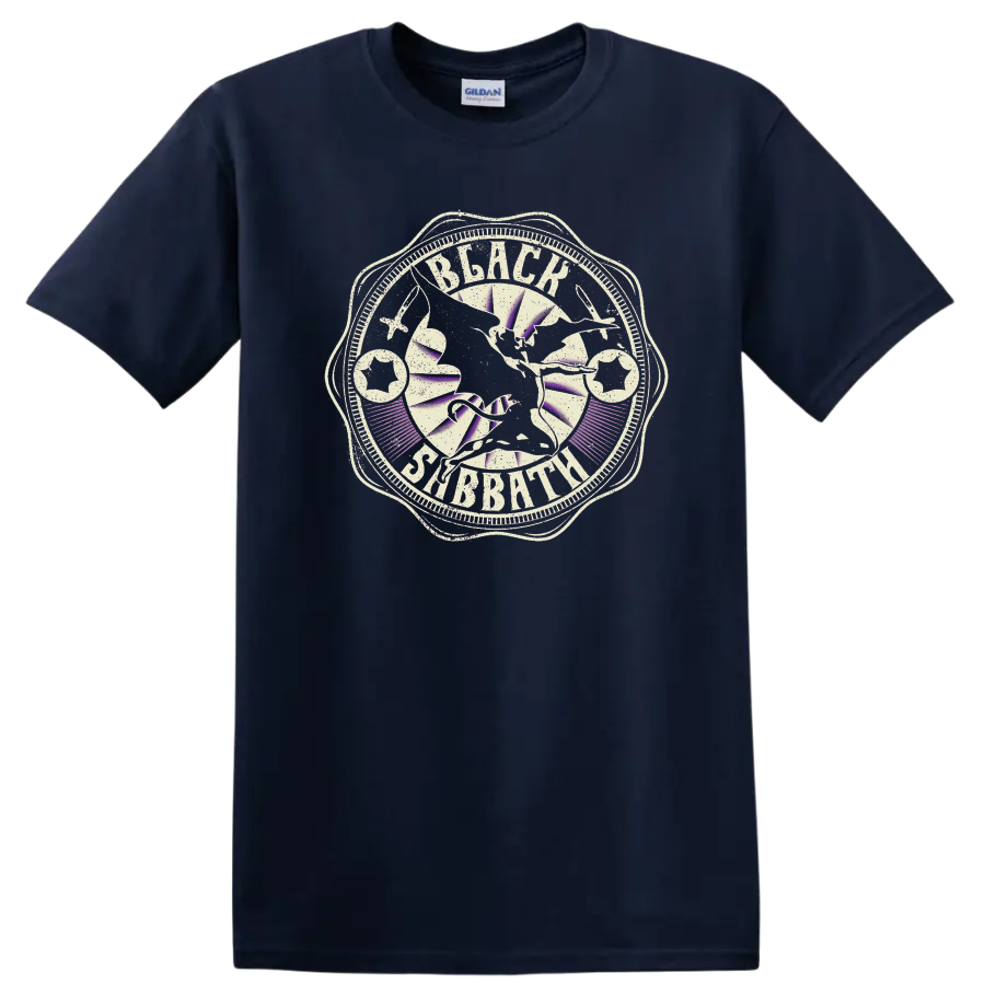 Black Sabbath distressed vintage band logo graphic print T - Navy (Blue)