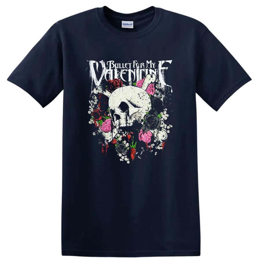 Bullet for My Valentine skull and roses graphic print T - Navy (Blue)