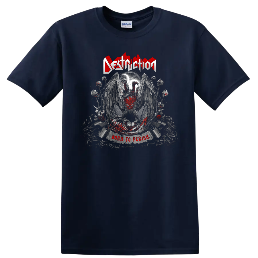 Destruction Born To Perish heavy metal graphic print T-shirt with winged skull - Navy (Blue)