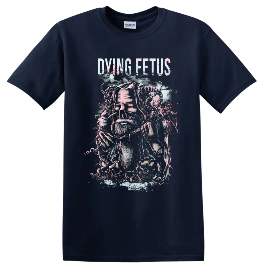 DYING FETUS death metal graphic print with skull portrait T - Navy (Blue)