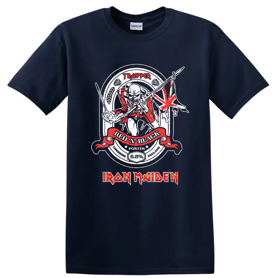 IRON MAIDEN Trooper skull battle graphic print T - Navy (Blue)