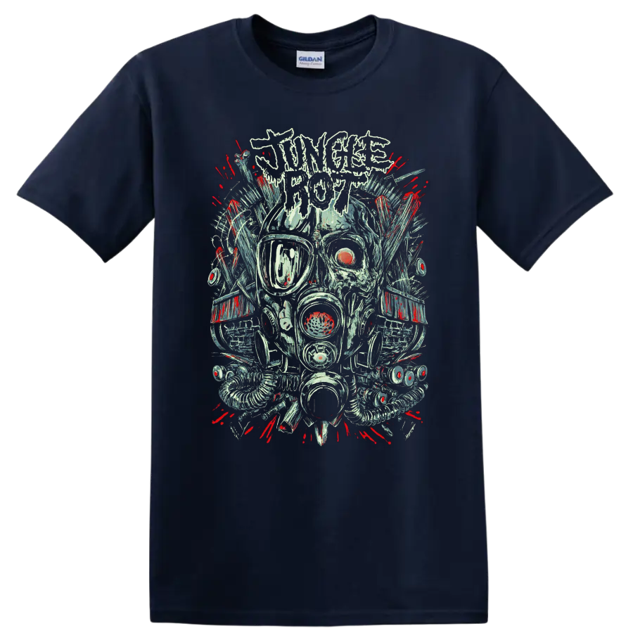 JUNGLE ROT skull gas mask rock metal graphic print - Navy (Blue)