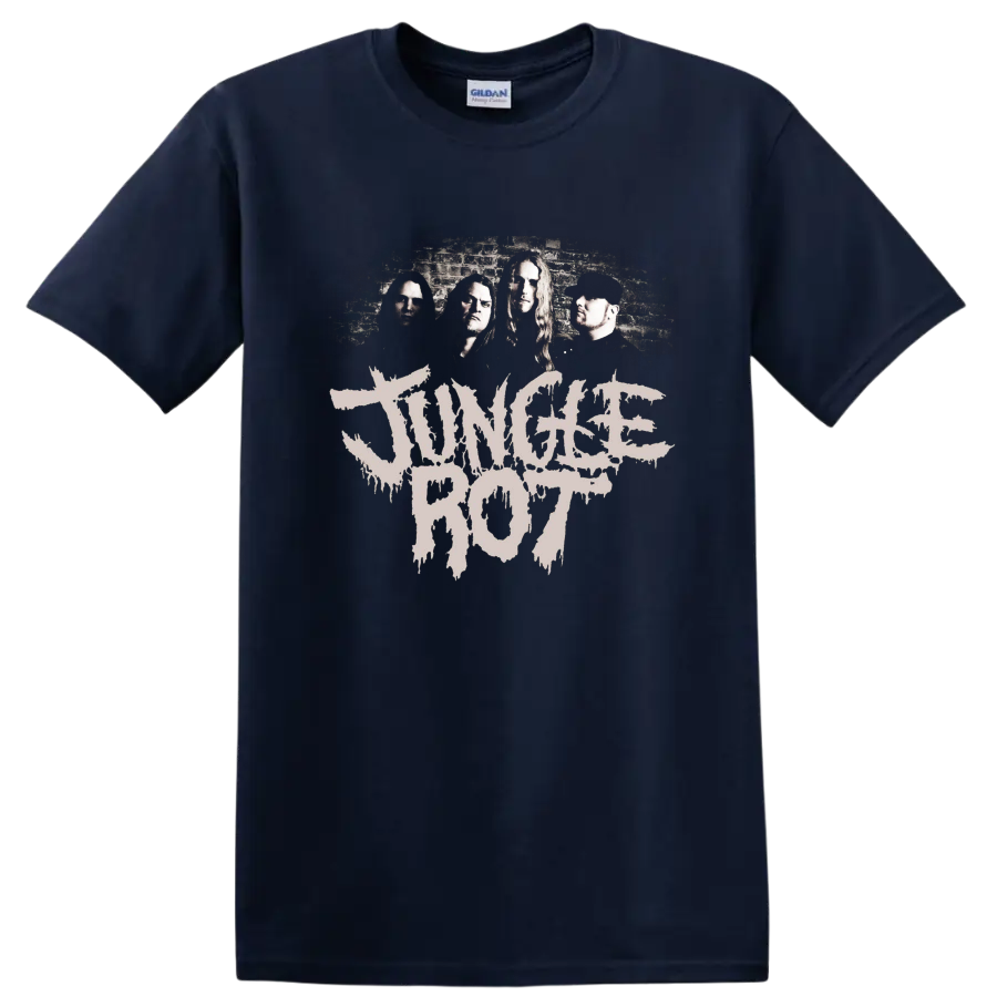 Jungle Rot band photo with distressed logo graphic print T - Navy (Blue)
