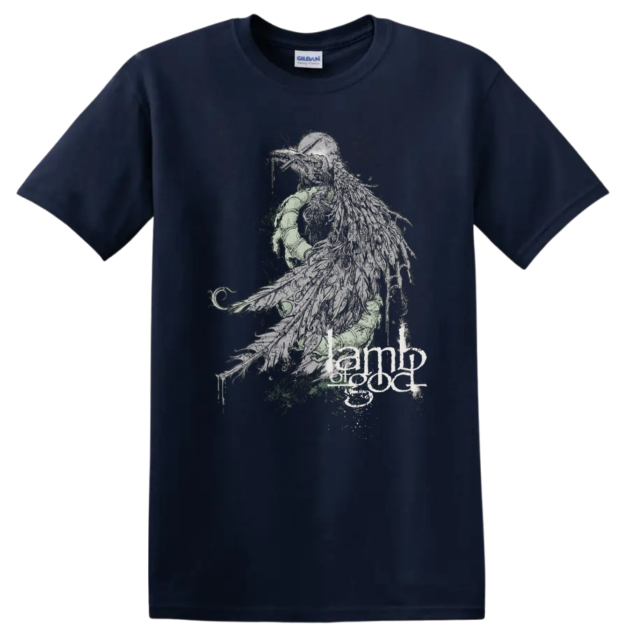 Dark raven metal graphic with Lamb of God text on black - Navy (Blue)