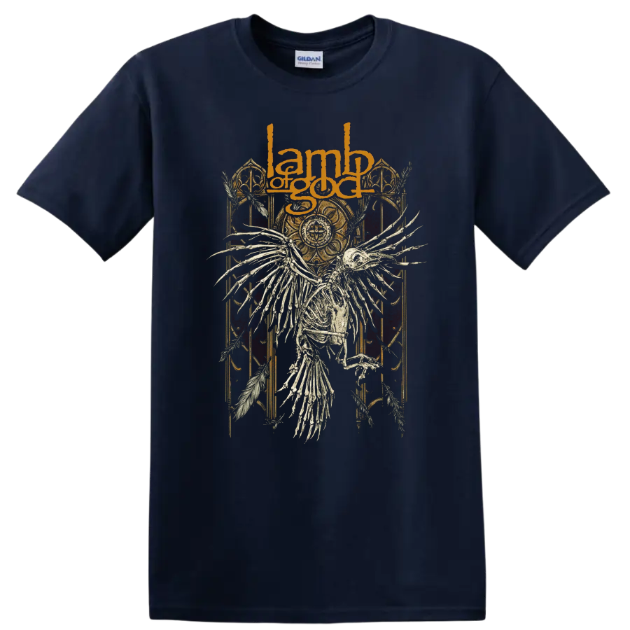 Lamb of God skeleton bird gothic graphic on a - Navy (Blue)