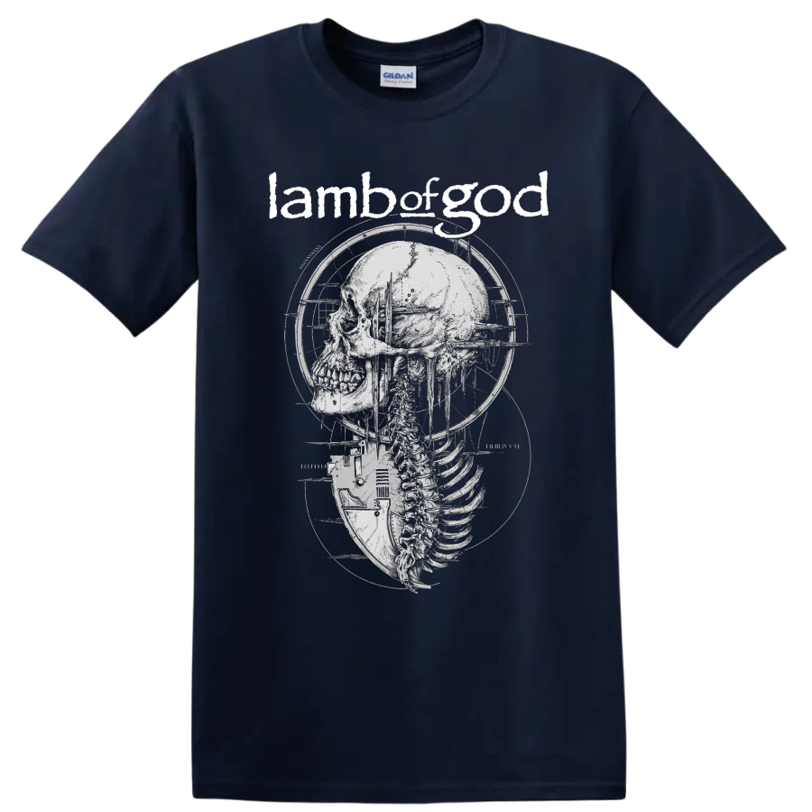 Lamb of God skull and skeleton graphic metal band - Navy (Blue)