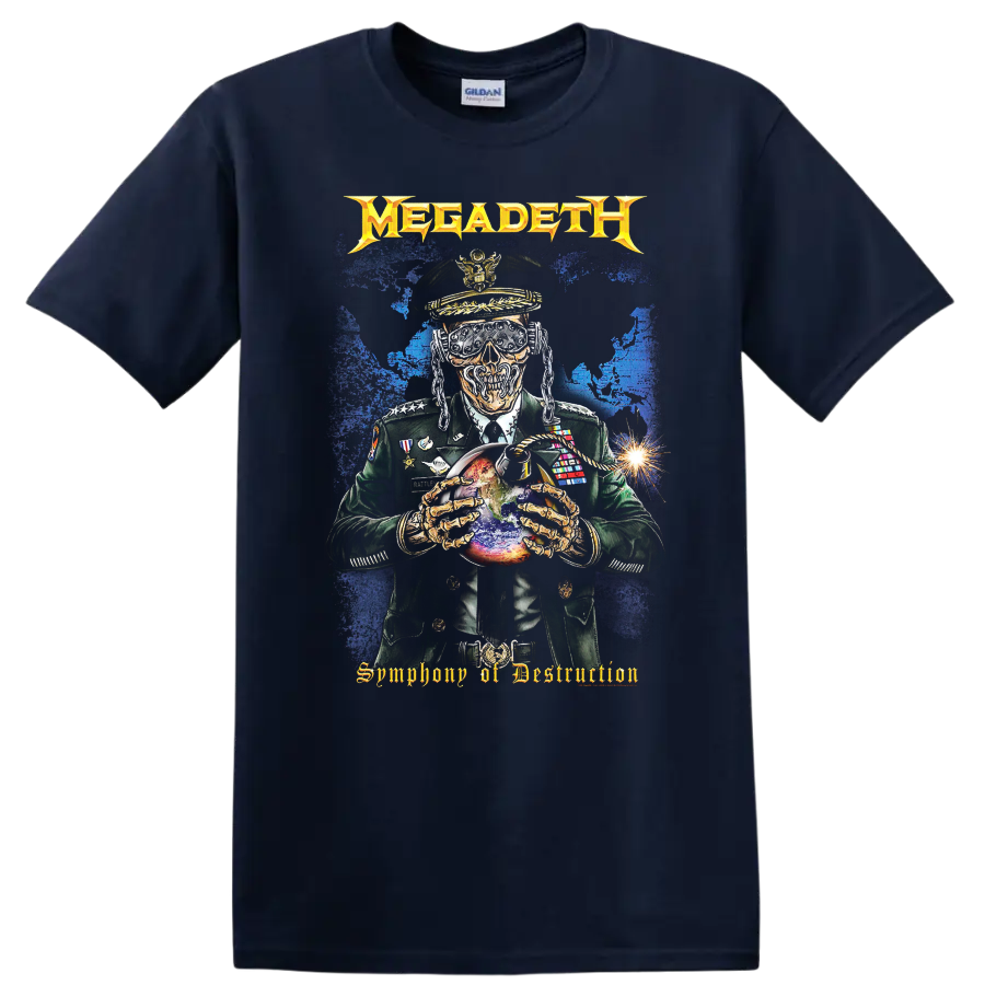 MEGADETH Symphony of Destruction skull and soldier graphic print T - Navy (Blue)