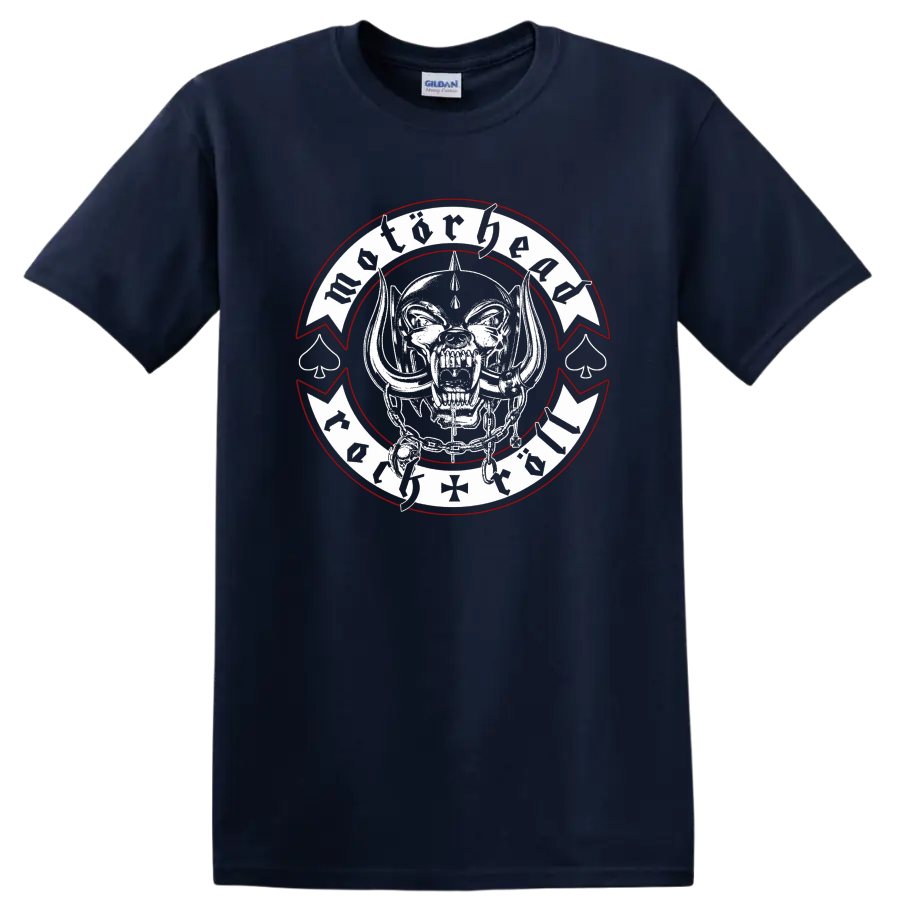 Motorhead skull logo graphic print T shirt with gothic - Navy (Blue)