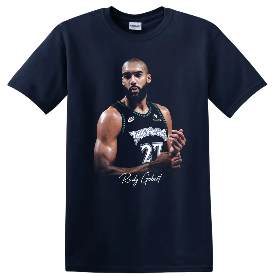 Jaylen Clark Minnesota Timberwolves basketball player portrait in sports poster style on a Navy (Blue) T Shirt