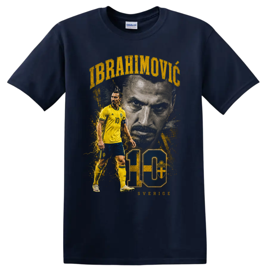 Zlatan Ibrahimović Sweden soccer graphic with number 10 on a Navy (Blue) T Shirt