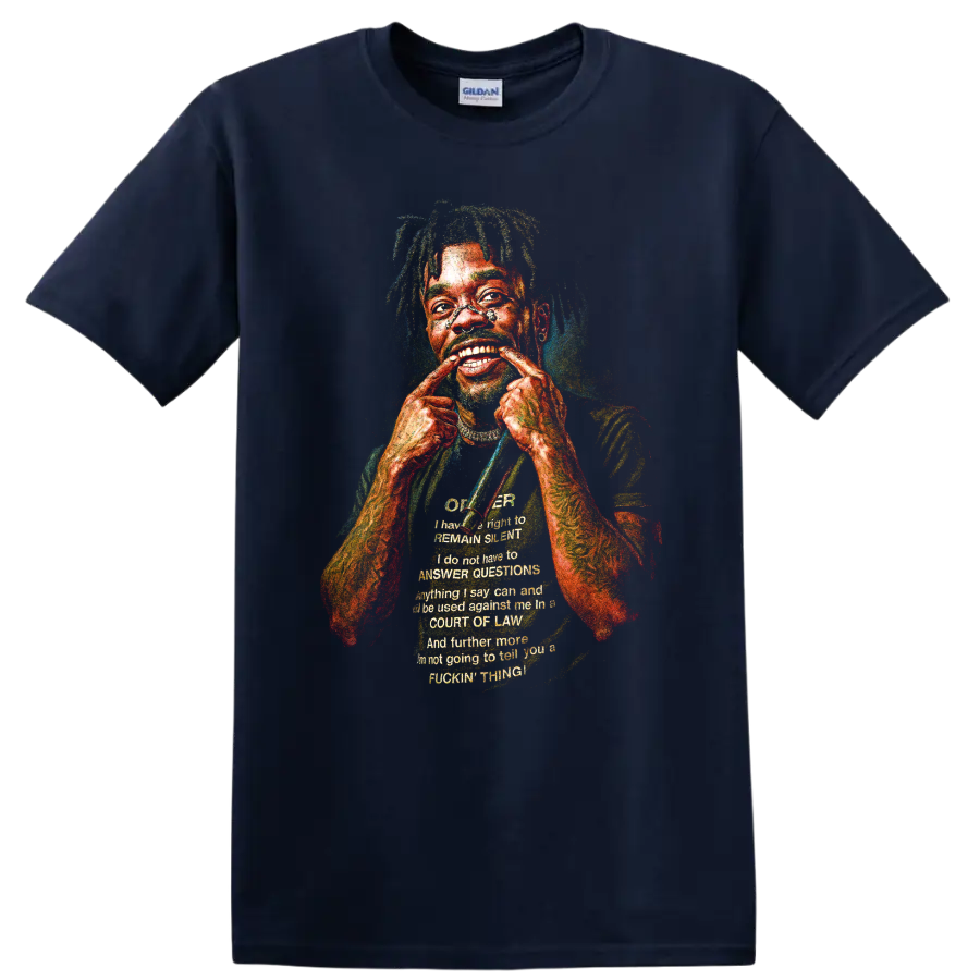 Playboi Carti stylized colorful hip-hop rapper portrait on a Navy (Blue) T Shirt